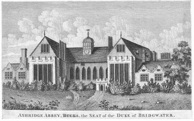 Ashridge Abbey, Ashridge House, Herts, Bucks, antique print