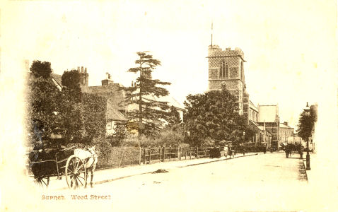 Post card of Wood Street, Barnet, circa 1905