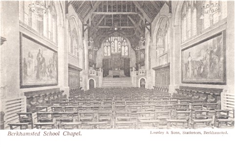Title: Berkhamsted School Chapel - Publisher: Looseley & Sons, Stationer, Berkhamsted - circa 1905