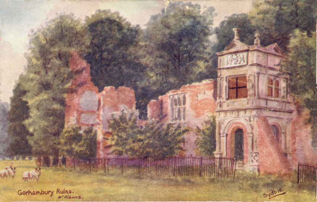 Gorhambury, St ALbans. Rins of old house, painted by Sydbie