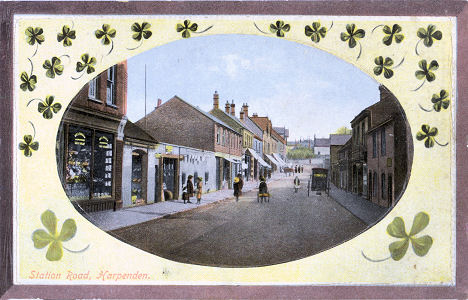 Station Road, Harpenden - post card published by "LN" in the Castle Series