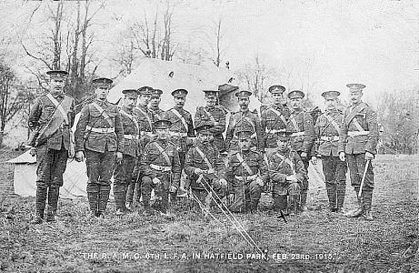 Royal Army Medical Corps. 6th London Field Ambulance in Hatfield Park,  