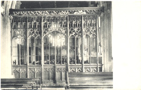 Title: Hitchin, St Mary's Church Screen - Publisher: F F & Co 49741 - Date: Posted 1904