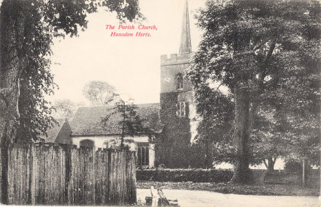 St Dunstan's Church, Hunsdon, Herts. Post card by Charles Martin