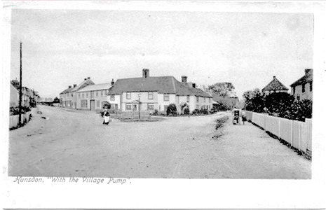 Hunsdon Village Post Card - with pump - Hatfield Series card