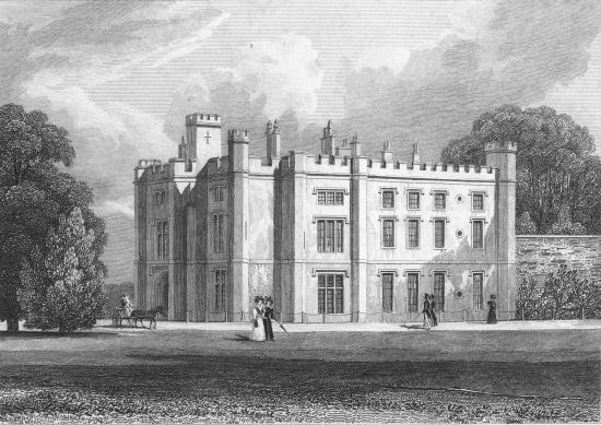 1829 Engraving of Hunsdon House, Herts, from Jones' views