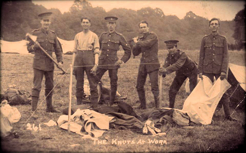 Herts Regiment soldiers preparing for 1914 Summer Camp at Ashridge