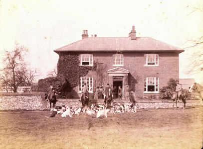 Heath Farm, Sandridge, with hunt and hounds