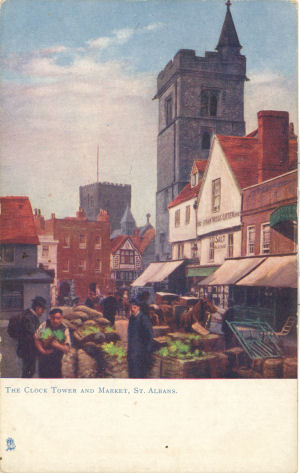 Market & Clock Tower, St ALbans, Herts, - PC Tuck's Oilette