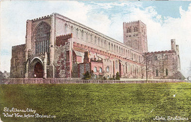 West View od St Albans Abbey before restoration  - Alpha Postcards