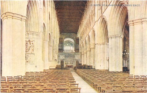 Title: St Albans Abbet, Nave East - Publisher: Photochrom Co Ltd, No 43379  - no date info