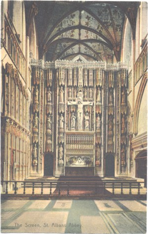 Title: The Screen, St Albans Abbey - Publishers: Boots Cash Chemists, Pelham Series - posted 1910