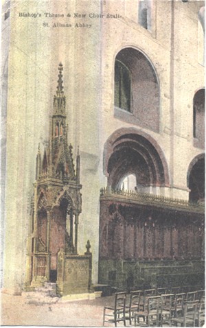 Titke: Bishop's Throne & New Choir Stalls, St Albans Abbey - Publisher:  boots Cash CHemists Pelham Series - Posted 1908?