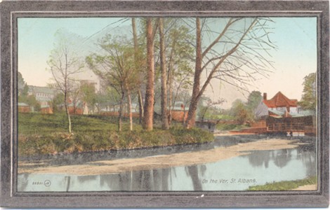 Text: The River Ver. St Albans - Publisher: Valentine's Series Crystoleum  JV 65301 - date circa 1910?