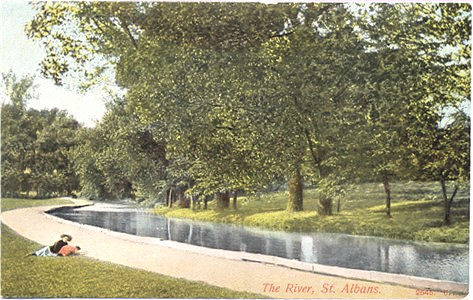 Text: The River, St Albans - Publisher: Hartmann No 2645 6 - date circa 1905