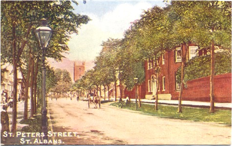 Title: St Peter's Street, St Albans - Publisher: Unstated - but monochrome version of same picture published by H. A. Richardson, 5 High Street, St Albans = Posted 1907