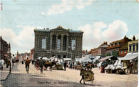 Title: Town Hall, St Albans - Publisher: Hartmann No 2545 23 - posted 1907 (Other cards in 2545 set posted 1904)