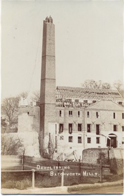 Text: Demoloishing Batchworth Mills - Publisher: [No information] - date circa 1910