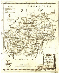 Map of Hertfordshire, 1784, engraved by Thomas Conder